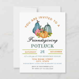 Fall Pumpkin Friendsgiving Potluck Invitation Postcard