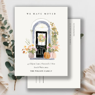 Fall Pumpkin Front Door Floral We have Moved Card