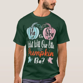 Fall pumpkin Gender Reveal he or sheBaby Shower Mo T-Shirt