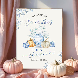 Fall Pumpkin Ginger Jar Chinoiserie Welcome Sign