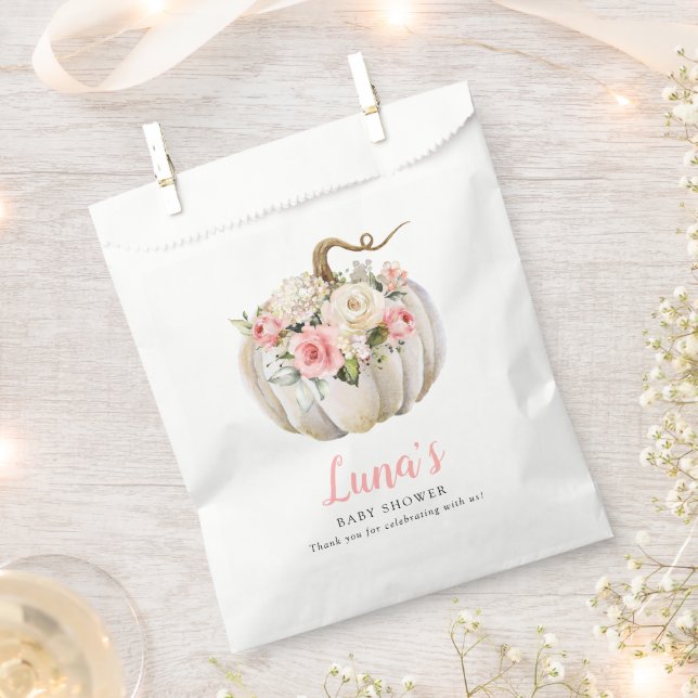 Fall Pumpkin Girl Baby Shower Favour Bags (Clipped)