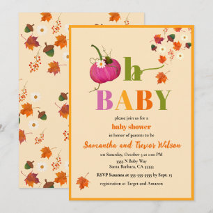 Fall Pumpkin Girl Baby Shower Invitation