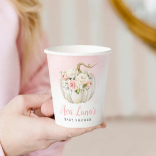Fall Pumpkin Girl Baby Shower Personalised Paper Cups