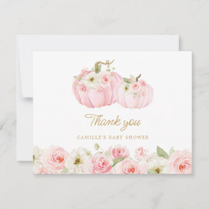 Fall Pumpkin Girl Baby Shower Thank you Card