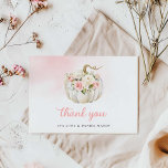 Fall Pumpkin Girl Baby Shower Thank you Card<br><div class="desc">An Elegant Watercolor Pink Floral and Pumpkin Thank you cards. Edit the text,  colour,  and style of font right on your browser. Check out our entire collection in our shop Cava Party Design.</div>