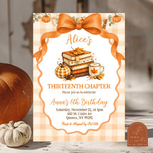 Fall Pumpkin Girl Book birthday invitation