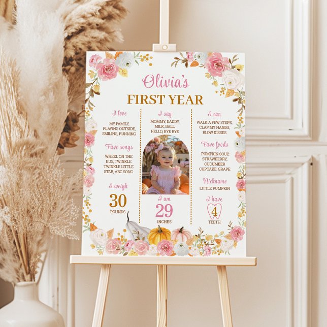 Fall Pumpkin Girl First Year Milestone Poster (Creator Uploaded)