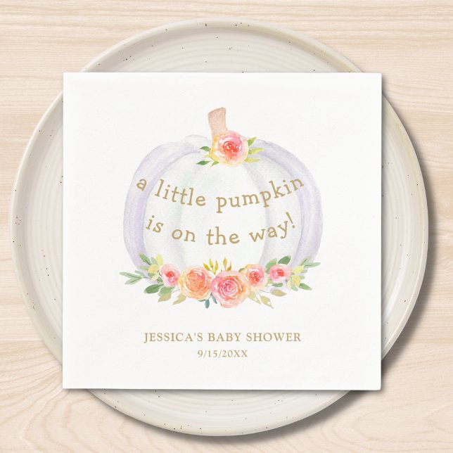 Fall Pumpkin Girls Baby Shower Napkin (Creator Uploaded)