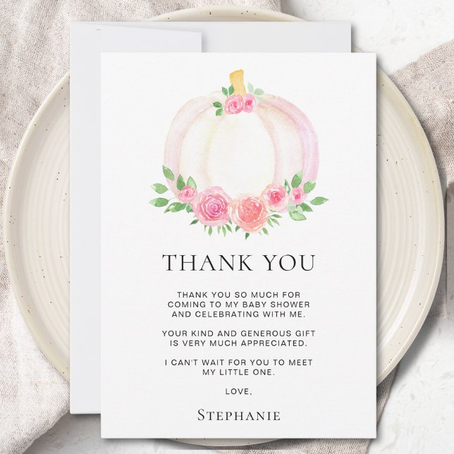 Fall Pumpkin Girl's Baby Shower Thank You (Creator Uploaded)