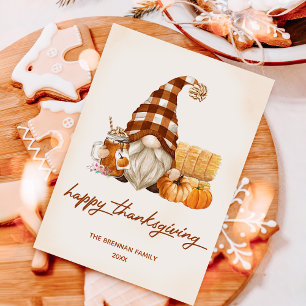 Fall Pumpkin Gnomes Thanksgiving Holiday Card