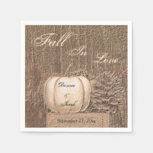 Fall Pumpkin Gold White Country Rustic Wedding Napkin