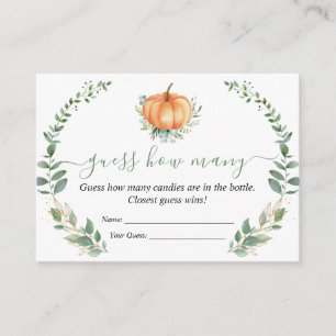 Fall Pumpkin Greenery Baby Shower Guess How Many Enclosure Card