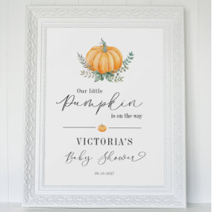 Fall Pumpkin Greenery Baby Shower Welcome Poster