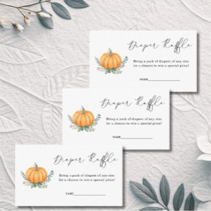 Fall Pumpkin Greenery Diaper Raffle Baby Shower  Enclosure Card