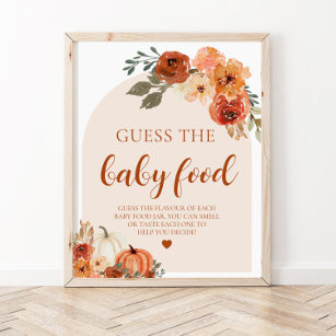 Fall Pumpkin Guess the Baby Food Baby Shower Game Poster