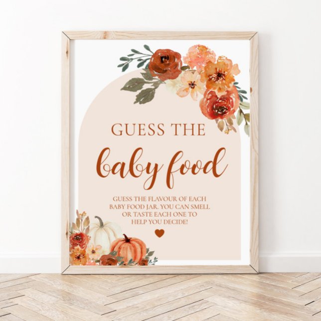 Fall Pumpkin Guess the Baby Food Baby Shower Game Poster (Creator Uploaded)