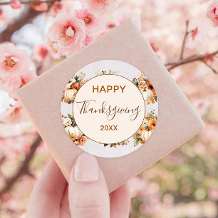 Fall Pumpkin Happy Thanksgiving  Classic Round Sticker