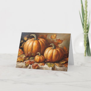 Fall Pumpkin Harvest, Autumn Leaves Holiday Card