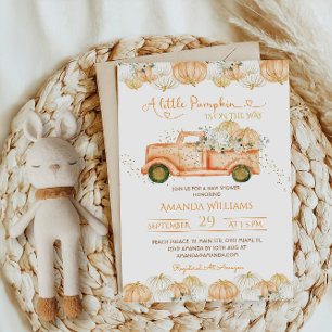 Fall Pumpkin Harvest Orange Baby Shower Invitation