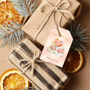 Fall Pumpkin Harvest Pink Thanksgiving Customise Gift Tags