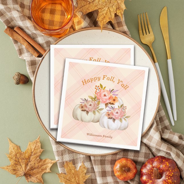 Fall Pumpkin Harvest Pink Thanksgiving Customise Napkin (Creator Uploaded)