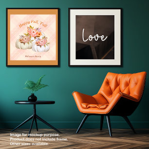 Fall Pumpkin Harvest Pink Thanksgiving Customise Poster