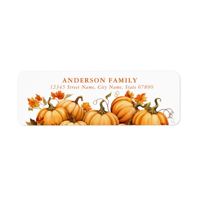 Fall Pumpkin Harvest Return Address Labels (Front)