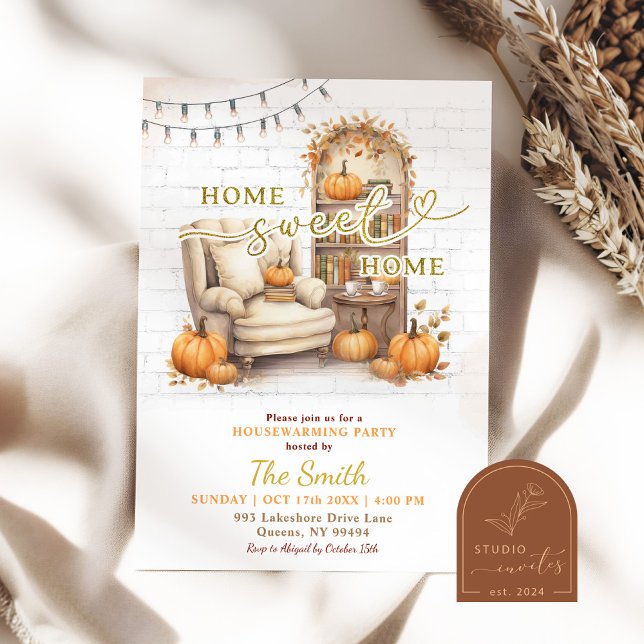 Fall Pumpkin Home Sweet Home Autumn Housewarming Invitation (Creator Uploaded)