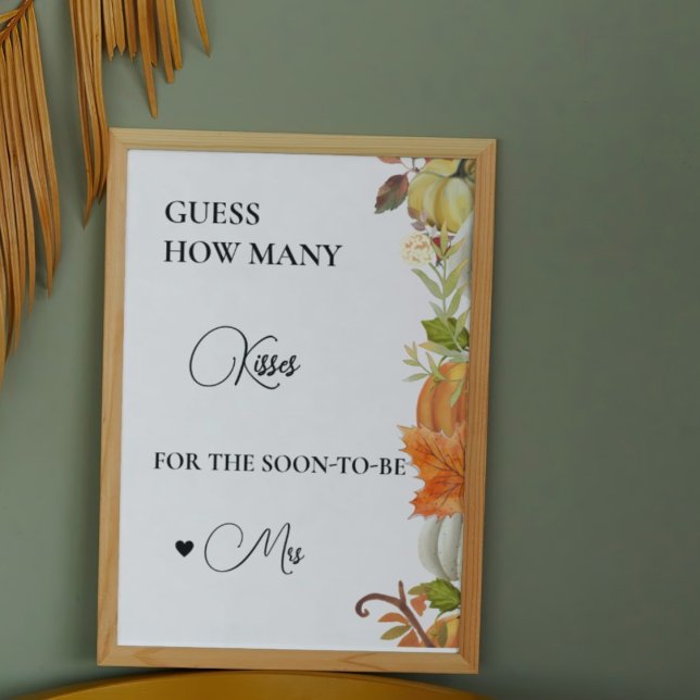 Fall Pumpkin  how many kisses bridal shower game Poster (Creator Uploaded)