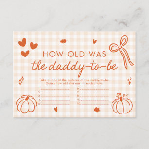 Fall Pumpkin How Old Was Daddy Baby Shower Game Enclosure Card