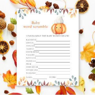 Fall pumpkin in hat - Baby Word Scramble Game