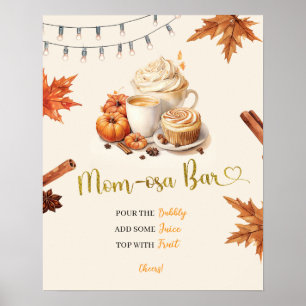 Fall Pumpkin is Brewing Coffee Baby Shower Mum-osa Poster