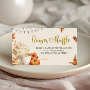 Fall Pumpkin is Brewing Coffee Leave Baby Shower Enclosure Card