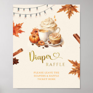 Fall Pumpkin is Brewing Coffee Leave Diaper Raffle Poster