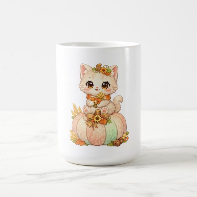 Fall Pumpkin Kitty – Cute Autumn Coffee Mug (Center)