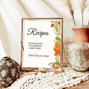 Fall Pumpkin Leave your Recipes Bridal shower Poster
