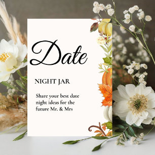 Fall Pumpkin leaves Bridal Shower Date Ideas Sign