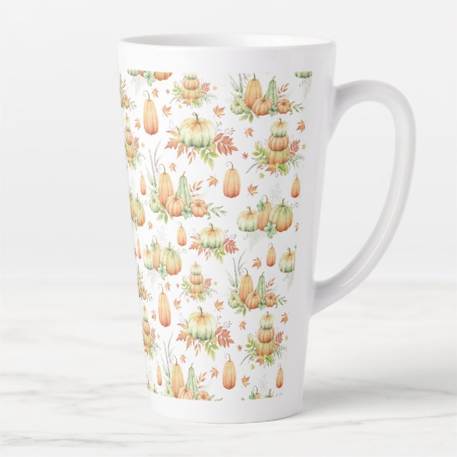 Fall Pumpkin Leaves Rustic Holiday Thanksgiving Latte Mug (Right)