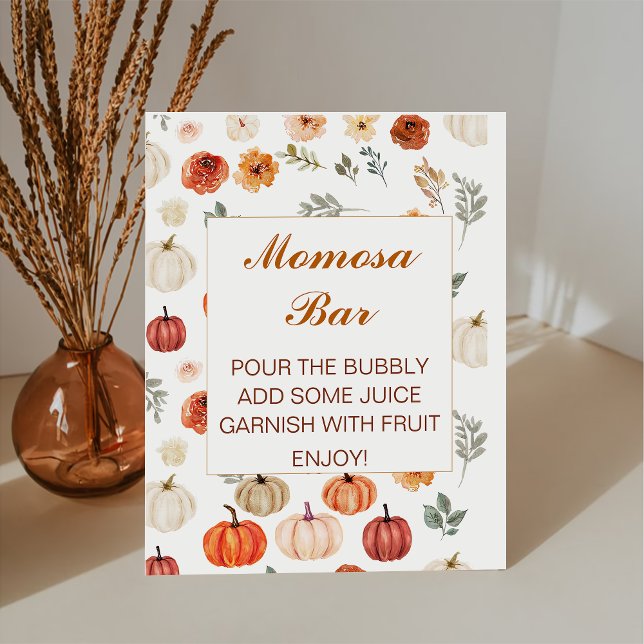 Fall Pumpkin Momosa Bar Bay Shower Pedestal Sign (Creator Uploaded)