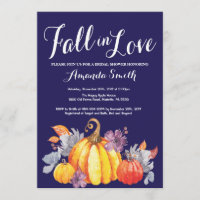 Fall Pumpkin Navy Blue Bridal Shower invitation