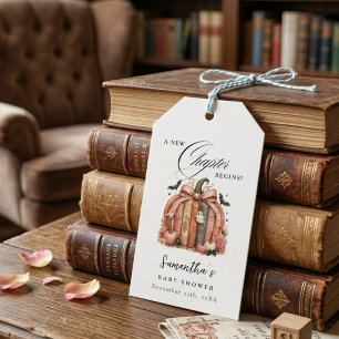 Fall Pumpkin New Chapter Begins Book Baby Shower Gift Tags