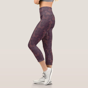 Fall Pumpkin Outline Capri Leggins - Purple