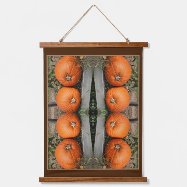 Fall Pumpkin Pair Abstract Hanging Tapestry (Front)