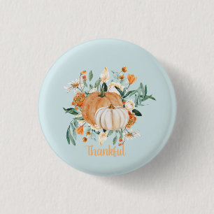 Fall Pumpkin Party Blue Baby Shower,  3 Cm Round Badge