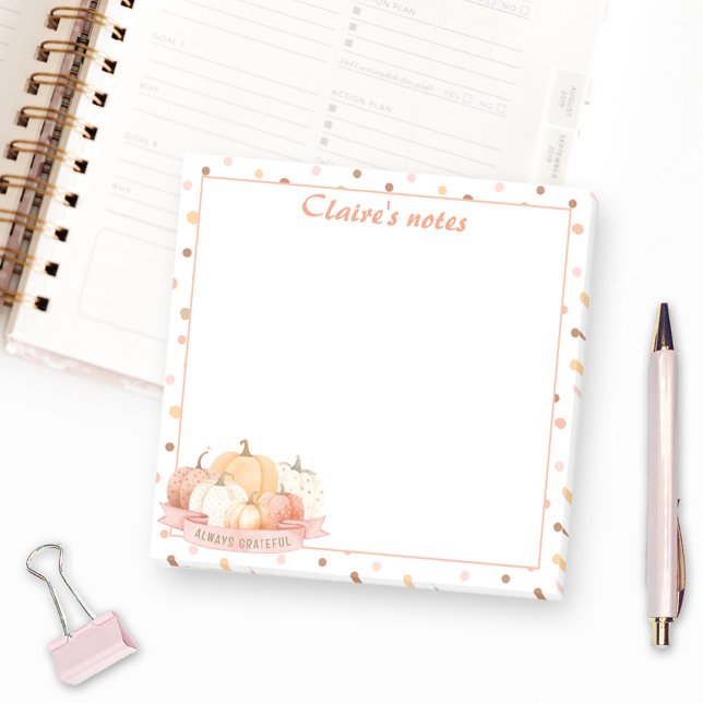 Fall Pumpkin Pastel Orange Thanksgiving Name Post-it Notes (Fall Pumpkin Pastel Orange Thanksgiving Name Post-it Notes)