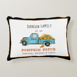 Fall pumpkin Patch  Retro truck personalised  Acce Decorative Cushion
