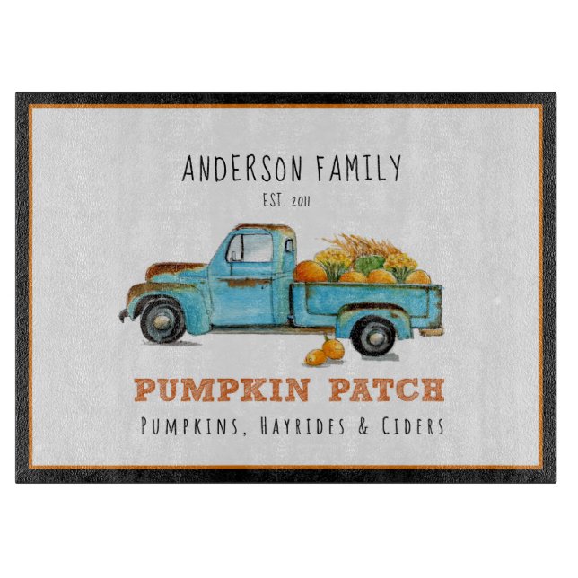Fall pumpkin Patch| Retro truck personalised   Cutting Board (Front)