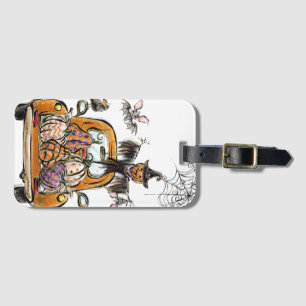 Fall Pumpkin Patch Truck with bats scarecrow bird Luggage Tag