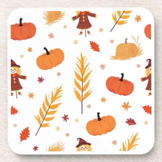 Fall Pumpkin Pattern Autumn Coasters
