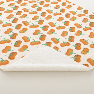 Fall Pumpkin Pattern Autumn Harvest Orange Sherpa Blanket